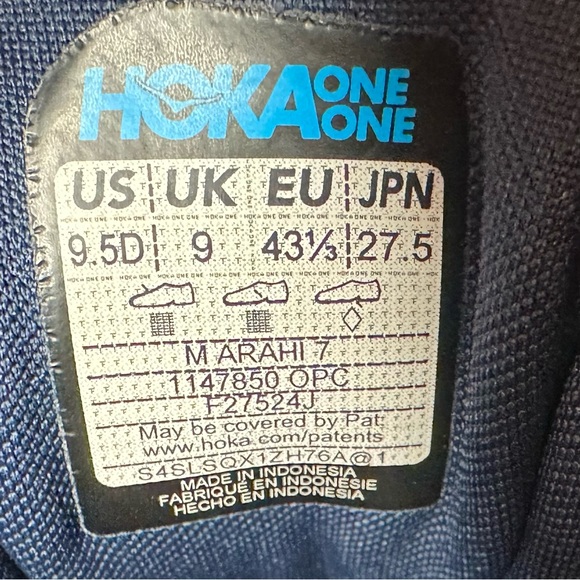 Hoka Arahi 7 Navy Blue and White Lightweight Running Shoes - Picture 7 of 9